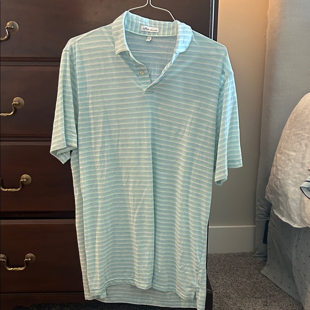 Peter Millar Light Blue Striped Polo Shirt